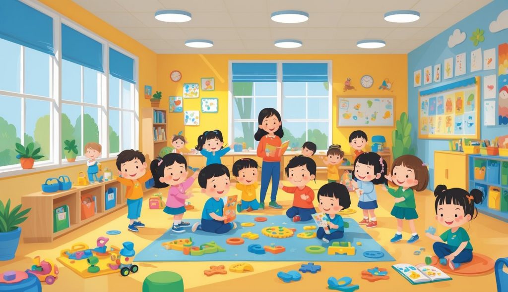 Renkli anaokulu sınıfı